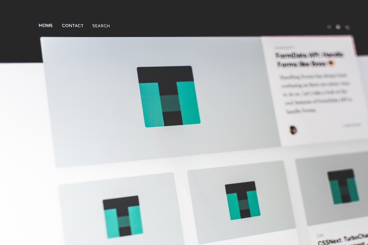 Website layout mockup on a screen in a design workspace